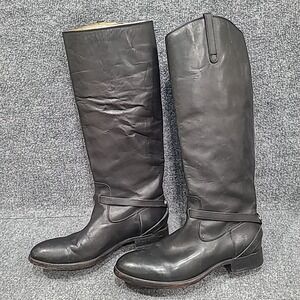 Frye Womens Lindsay Plate Size 8 B Tall Black Leather Knee-High Boots‎ Riding